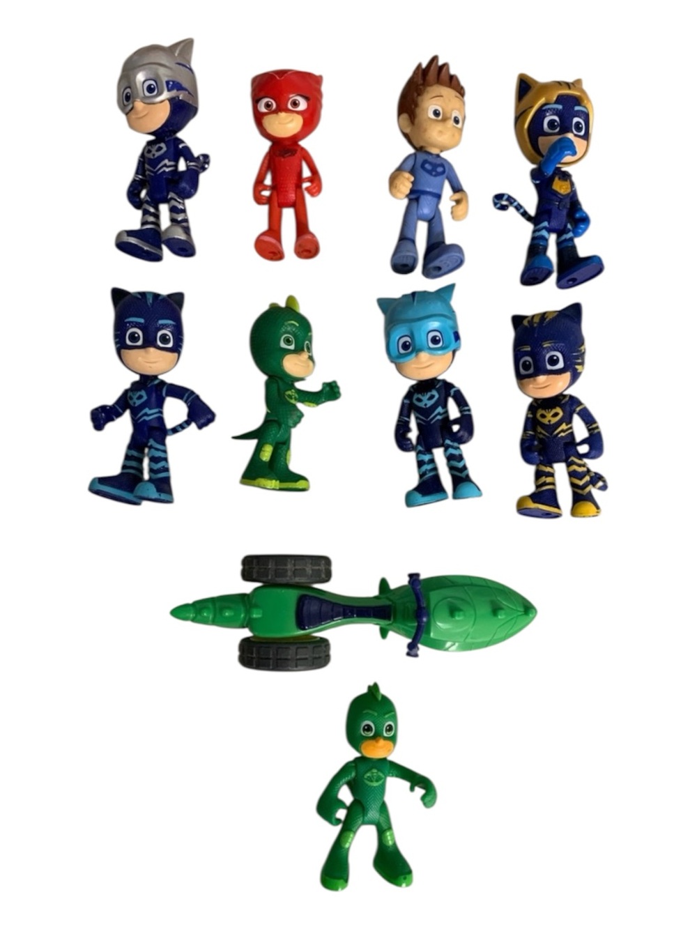 Huge PJ Masks Lot of 10 Figures-Vehicle Owlboy,Catboy,Gekko,Space Rover Etc